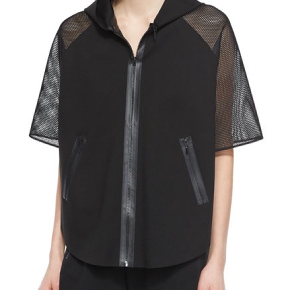 Elie Tahari Sport Hoodie with Zipper Front & Mesh Sleeves